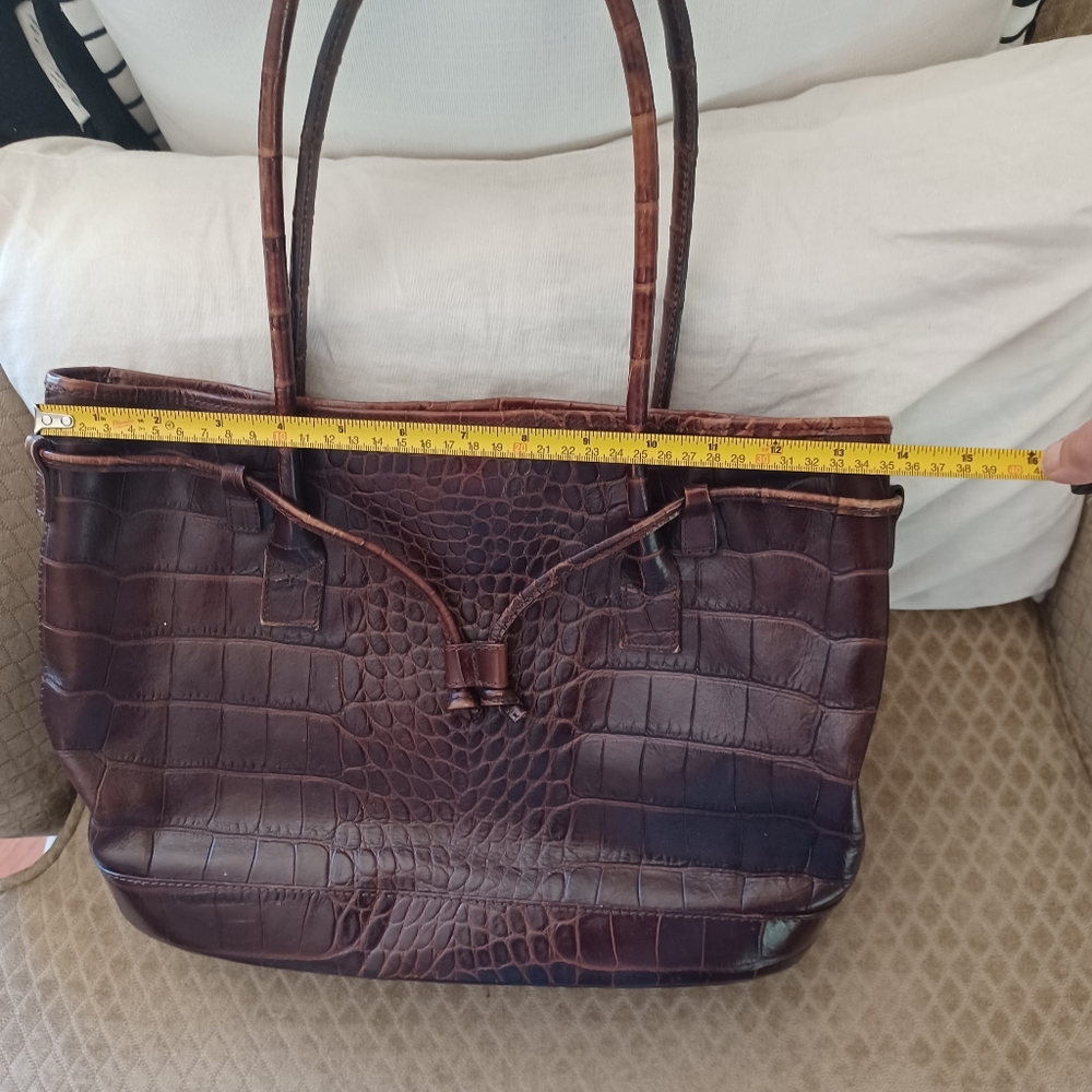 Talbots Brown  Croco Leather Vintage Bag Tote Purse Old Money Y2k - Picture 5 of 9